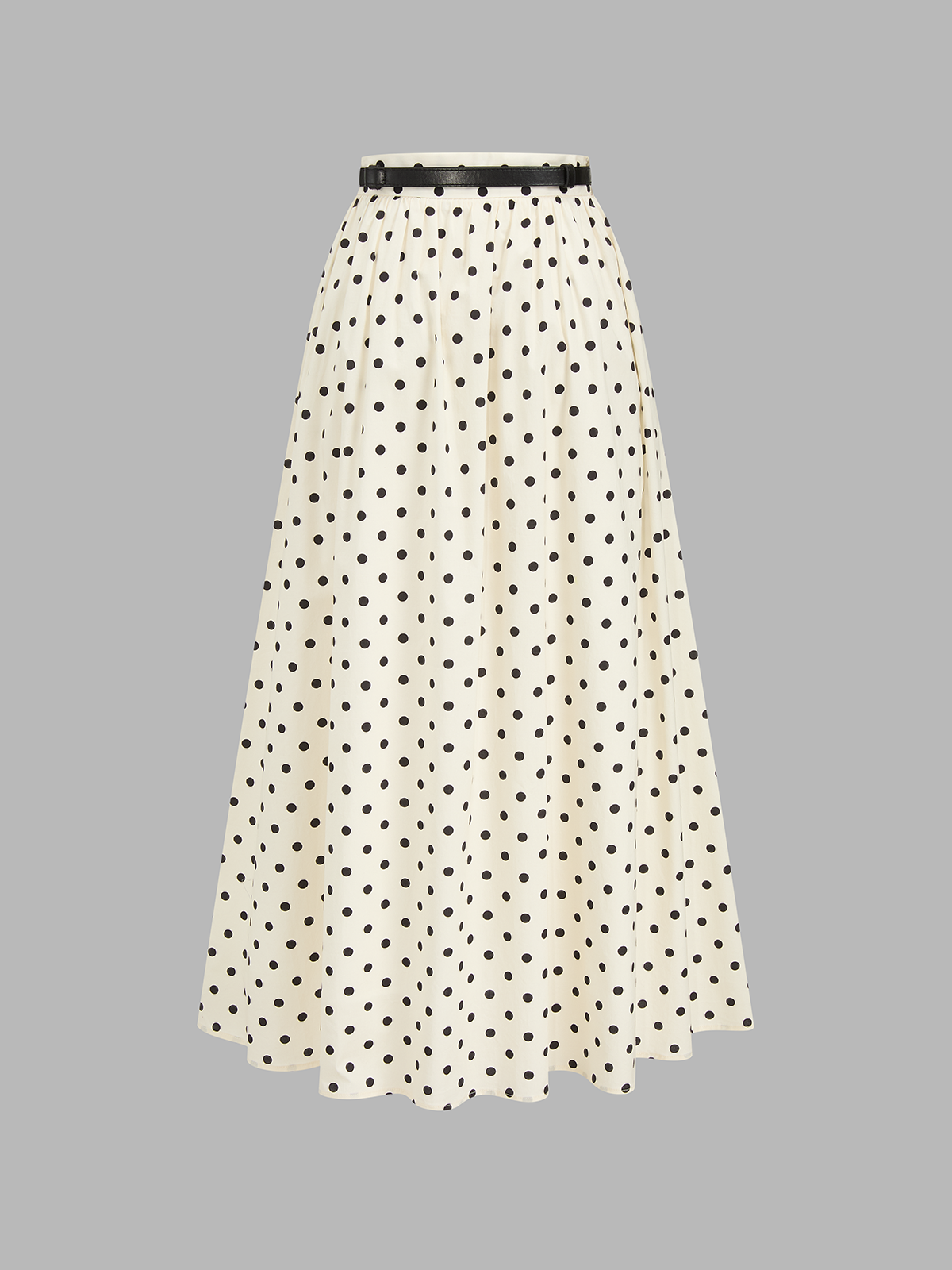 Falda Maxi de Lunares con Cinturón