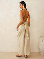 Conjunto de Top Halter y Pantalón de Lino
