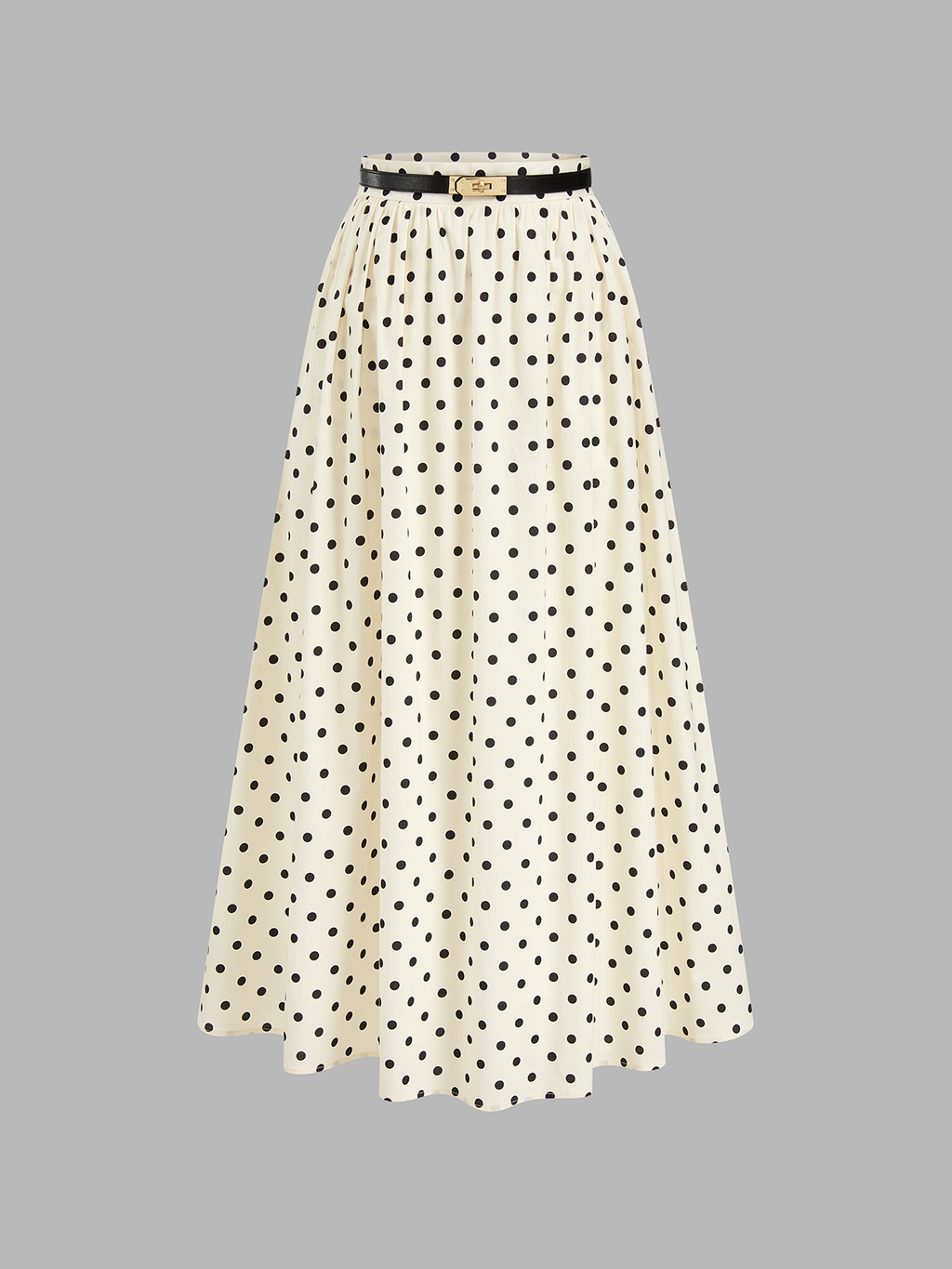 Falda Maxi de Lunares con Cinturón