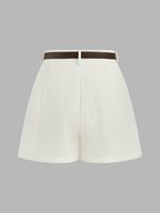 Shorts de Lino con Cinturón y Cintura Alta