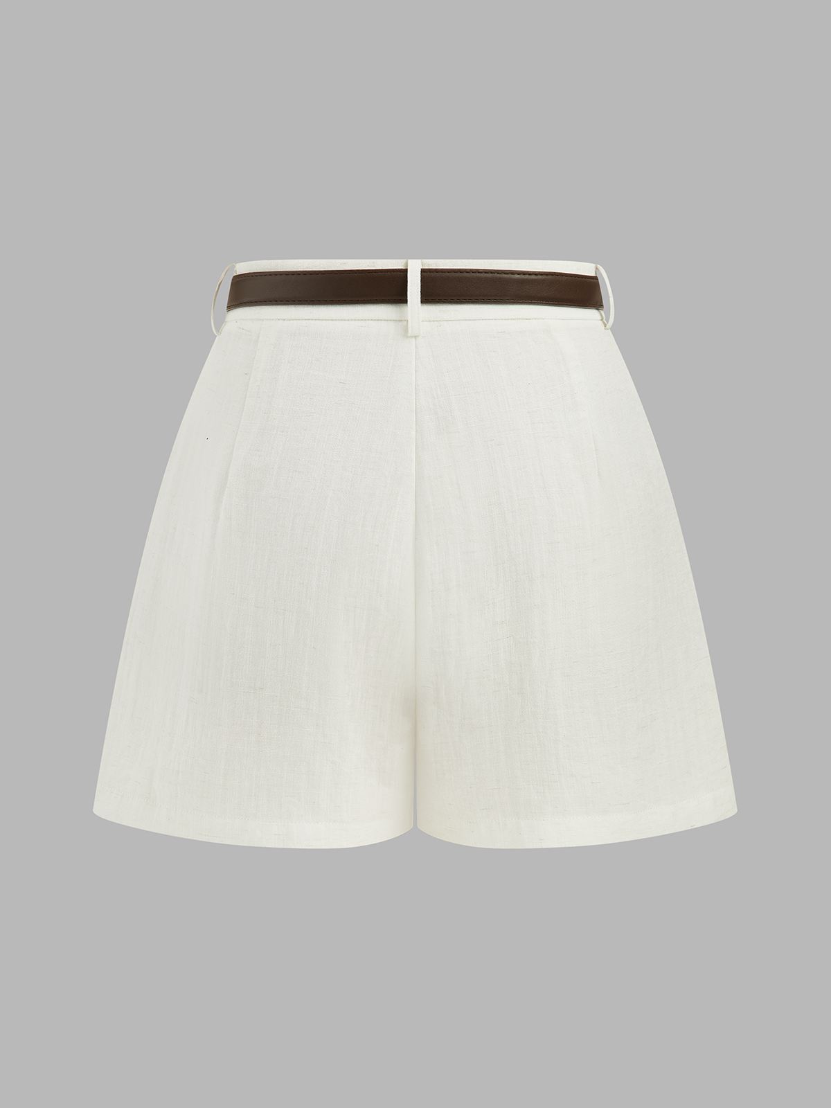 Shorts de Lino con Cinturón y Cintura Alta