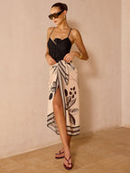 Bow Cami One Piece Swimsuit & Sarong Set