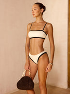 Ribbed Contrast Trim Two Piece Bikini Set