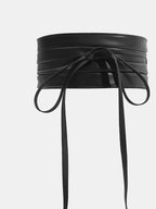 Wide Self Tie Faux Leather Waist Belt