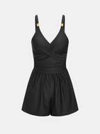 V-Neck Twist One Piece Romper Swimsuit