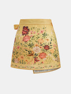 Minifalda Cruzada Anudada con Estampado Floral