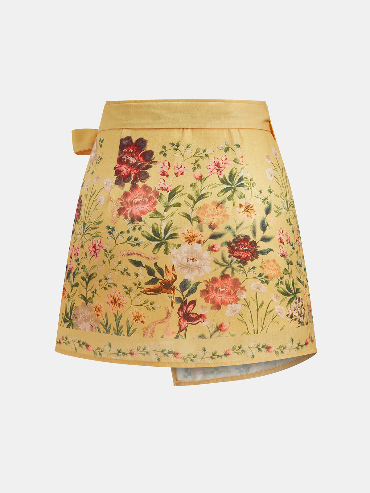 Minifalda Cruzada Anudada con Estampado Floral