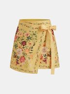 Minifalda Cruzada Anudada con Estampado Floral