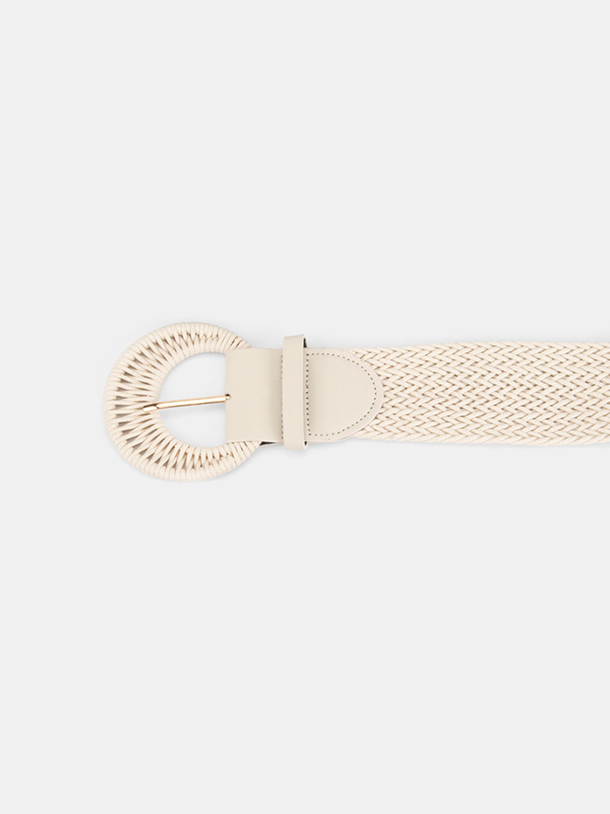 Round Buckle Straw Weave Belt