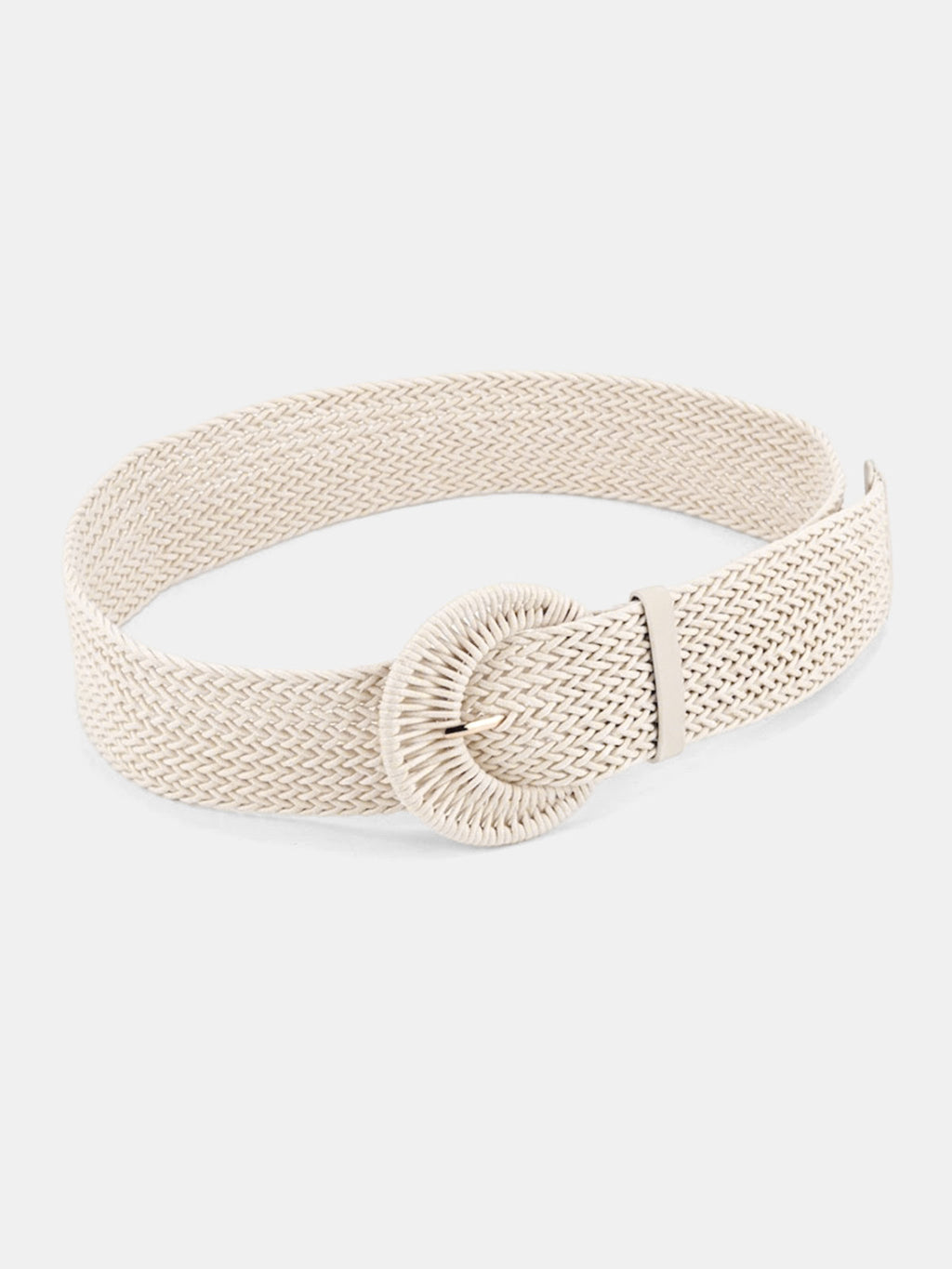 Round Buckle Straw Weave Belt
