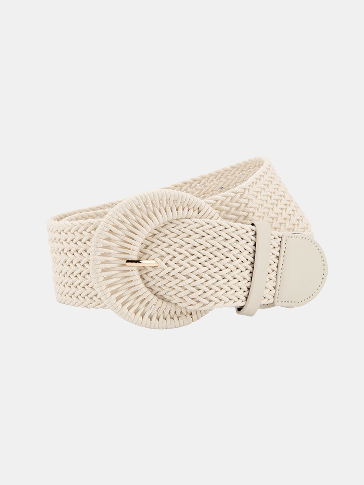 Round Buckle Straw Weave Belt
