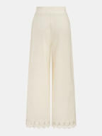 Conjunto de Dos Piezas de Lino y Algodón con Ribete de Encaje y Pantalón