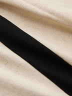 Conjunto de Pantalón de Lino y Algodón con Cremallera y Ribete de Contraste