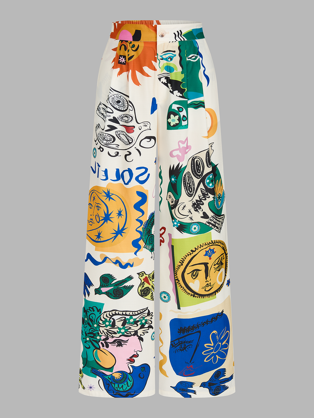Conjunto de Top Corto con Estampado Gráfico y Pantalón Ancho