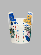 Conjunto de Top Corto con Estampado Gráfico y Pantalón Ancho