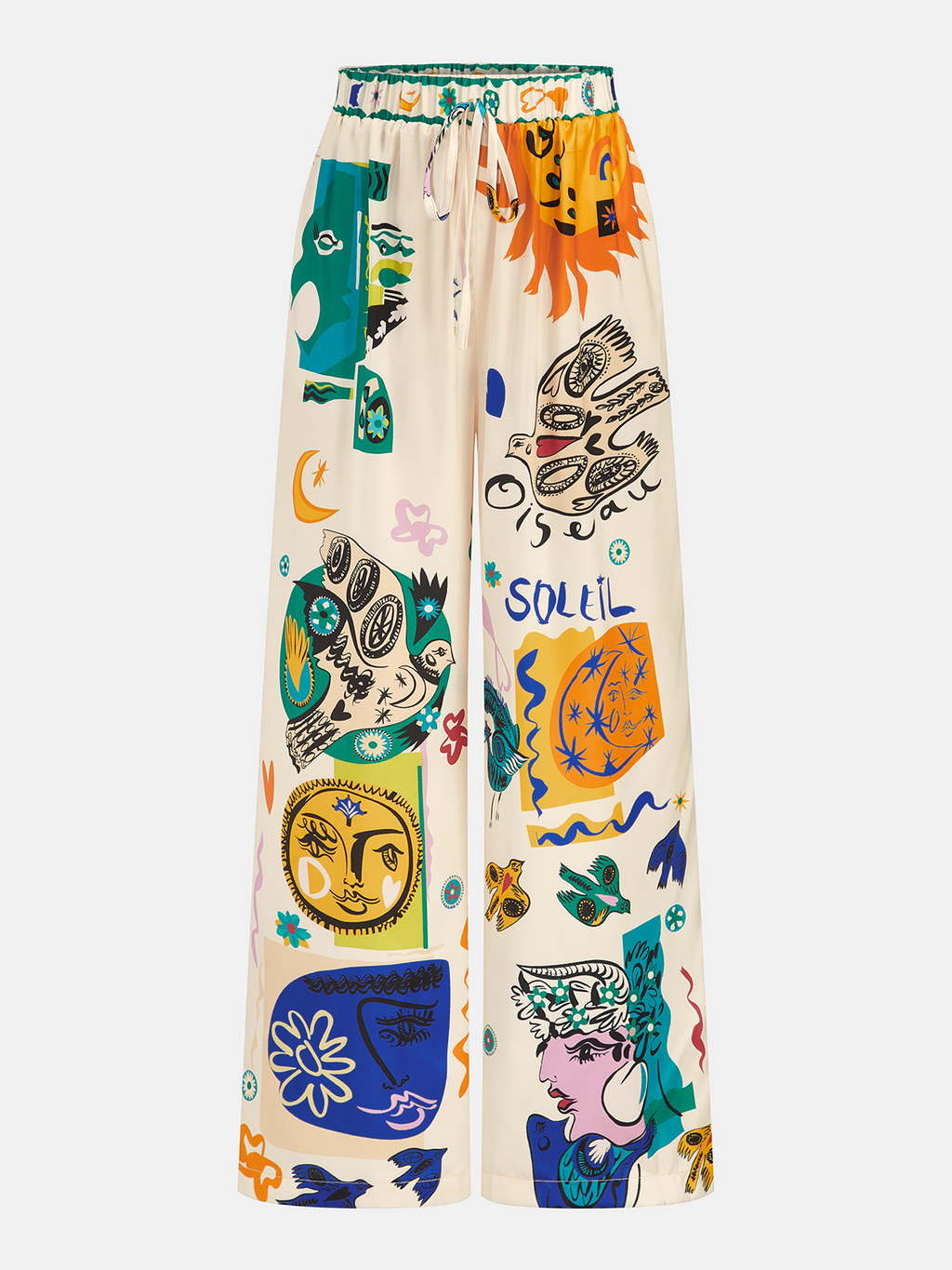 Conjunto de Pantalón Oversize de Satén con Solapa Estampado Grafiti