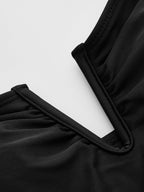 Perforated One Piece Swimsuit & Skirt Set