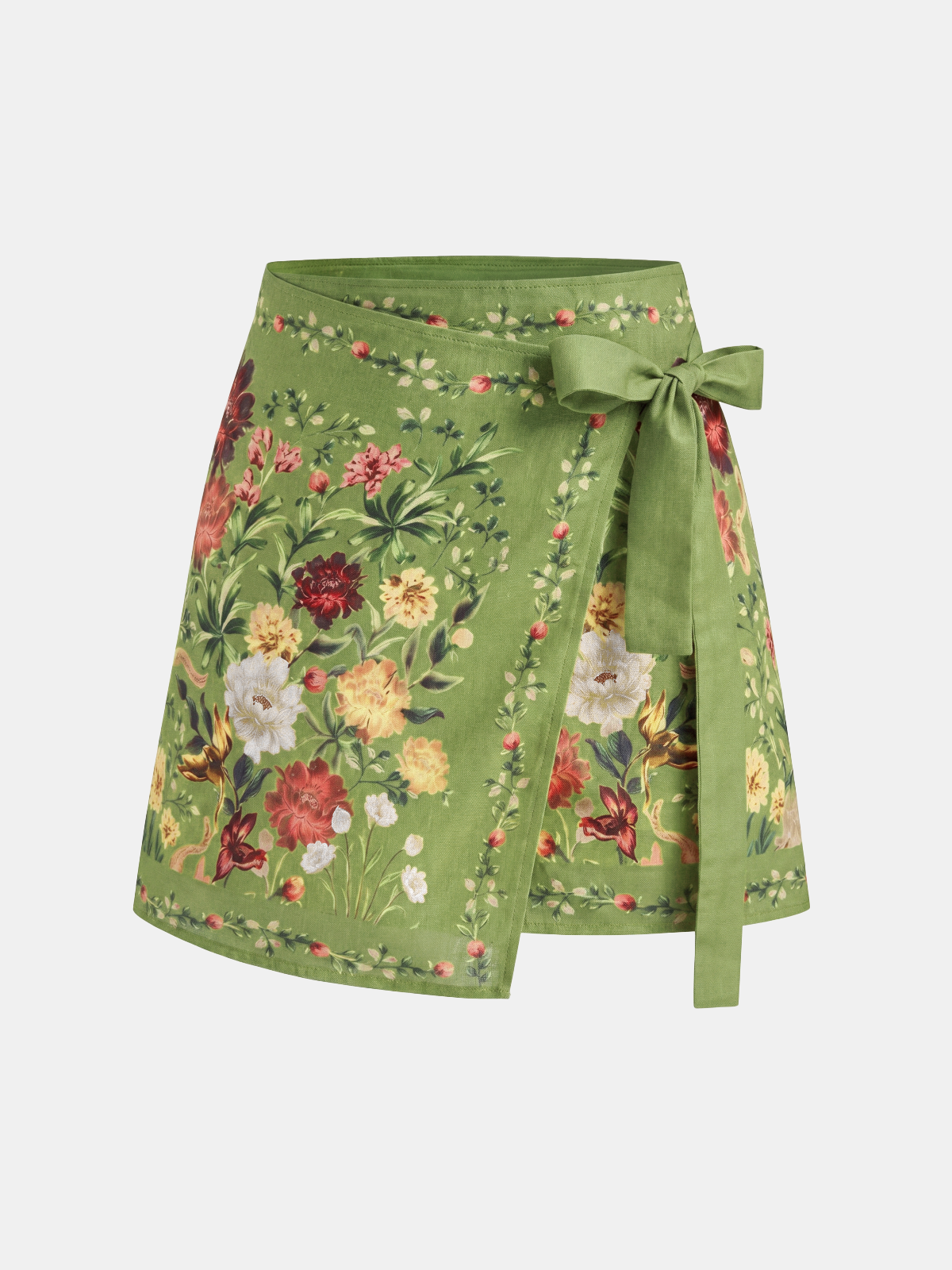 Minifalda Cruzada Anudada con Estampado Floral