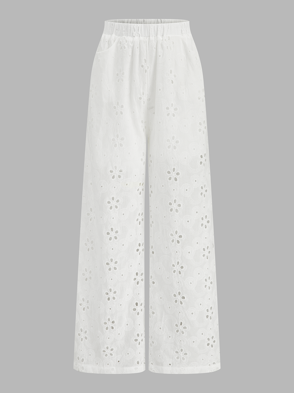 Conjunto de Dos Piezas con Bordado Ojal y Pantalón