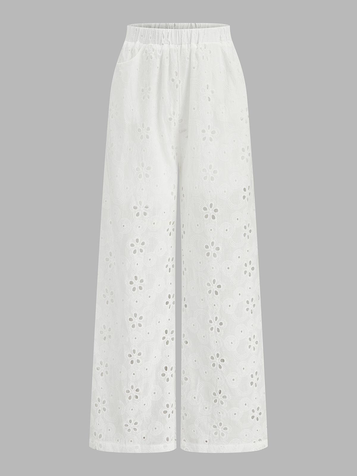 Conjunto de Dos Piezas con Bordado Ojal y Pantalón
