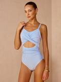 Striped Cutout Twist One Piece Swimsuit