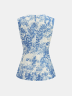 Conjunto de Chaleco con Estampado Toile y Pantalón Ancho
