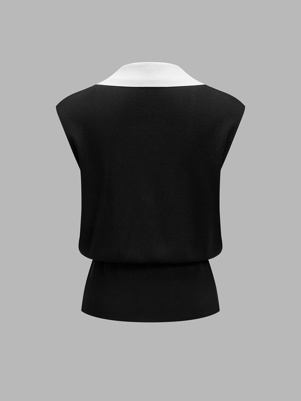 Conjunto de Chaleco de Punto con Ribete de Contraste y Pantalón