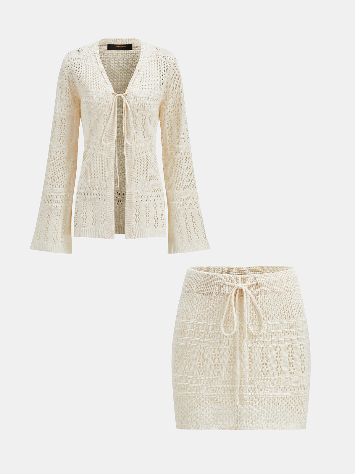 Crochet Knit Cardigan & Mini Skirt Set