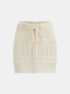 Crochet Knit Cardigan & Mini Skirt Set