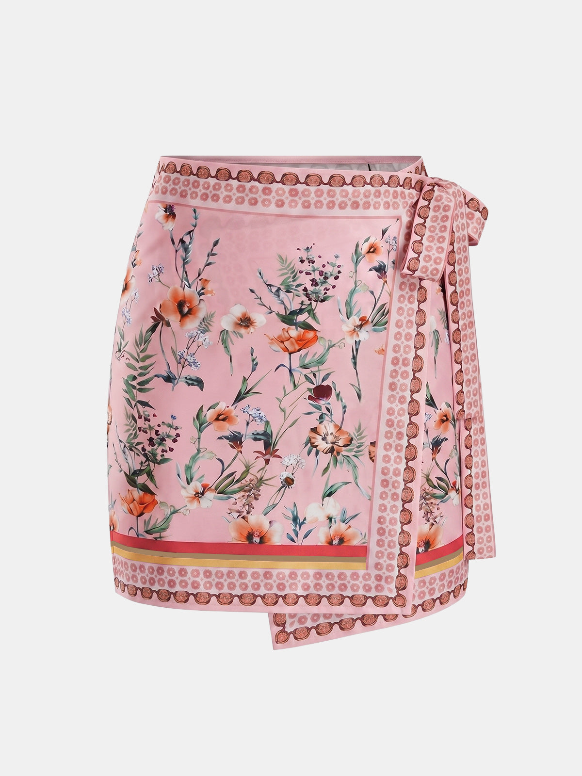 Minifalda Cruzada Anudada con Estampado Floral