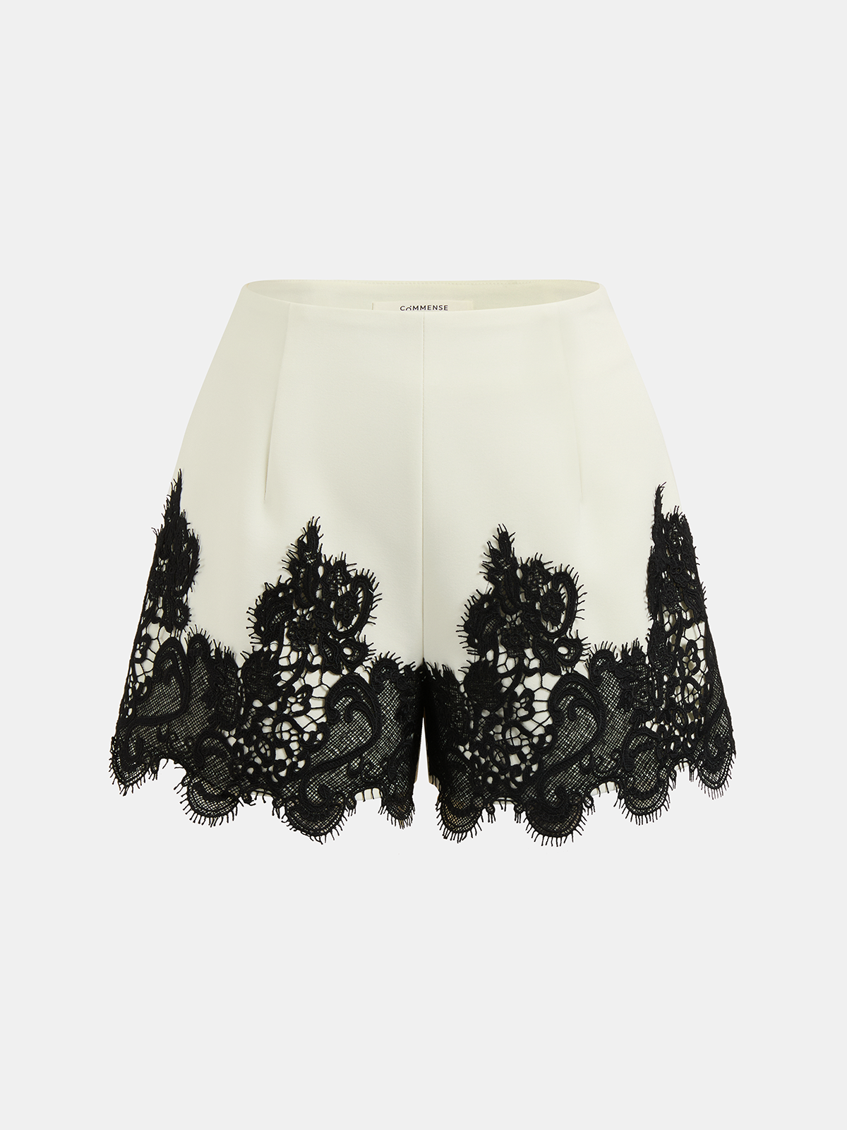 Shorts de Cintura Media con Ribete de Encaje de Contraste