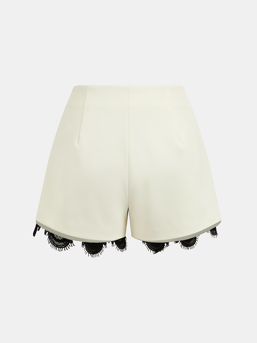 Shorts de Cintura Media con Ribete de Encaje de Contraste