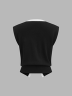Contrast Trim Metal Button Knit Vest