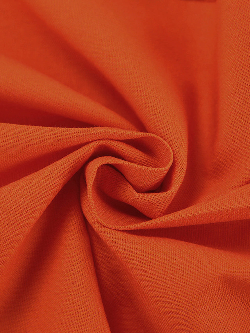 Pantalón Ancho de Lino y Algodón Color Vitamina C, Corte Relajado