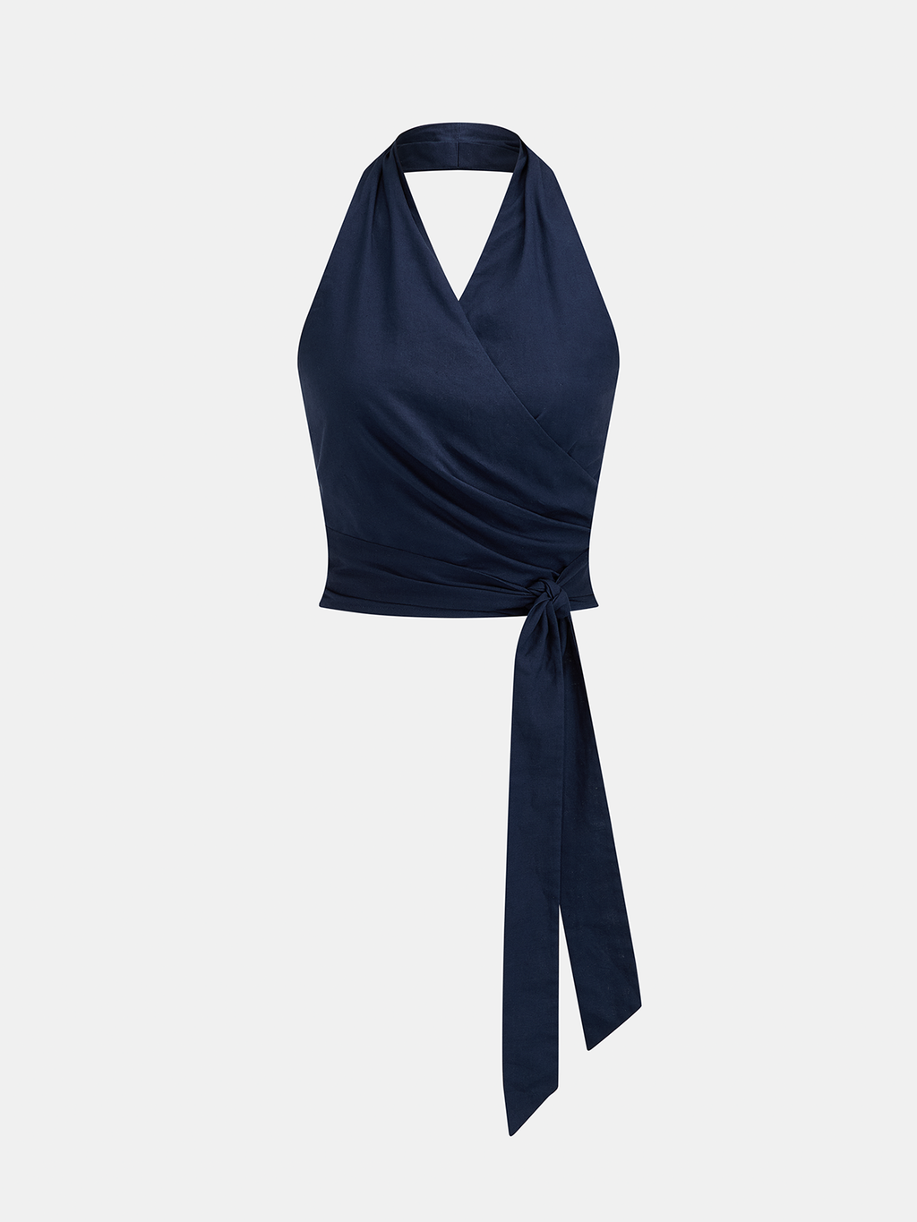 Conjunto de Top Halter Cruzado de Lino y Pantalón
