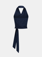 Conjunto de Top Halter Cruzado de Lino y Pantalón