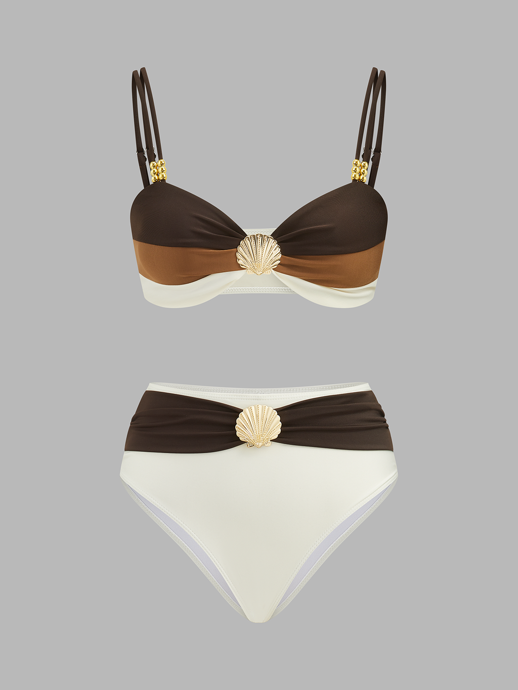 Color Block Shell Accent Bikini Set