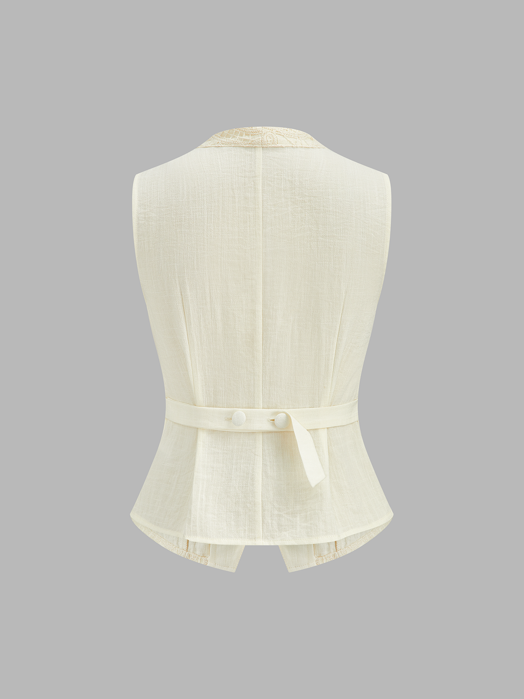 Conjunto de Chaleco de Encaje Guipur y Pantalón con Puño Enrollado