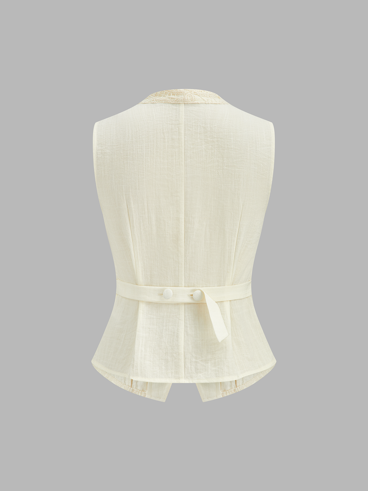 Conjunto de Chaleco de Encaje Guipur y Pantalón con Puño Enrollado