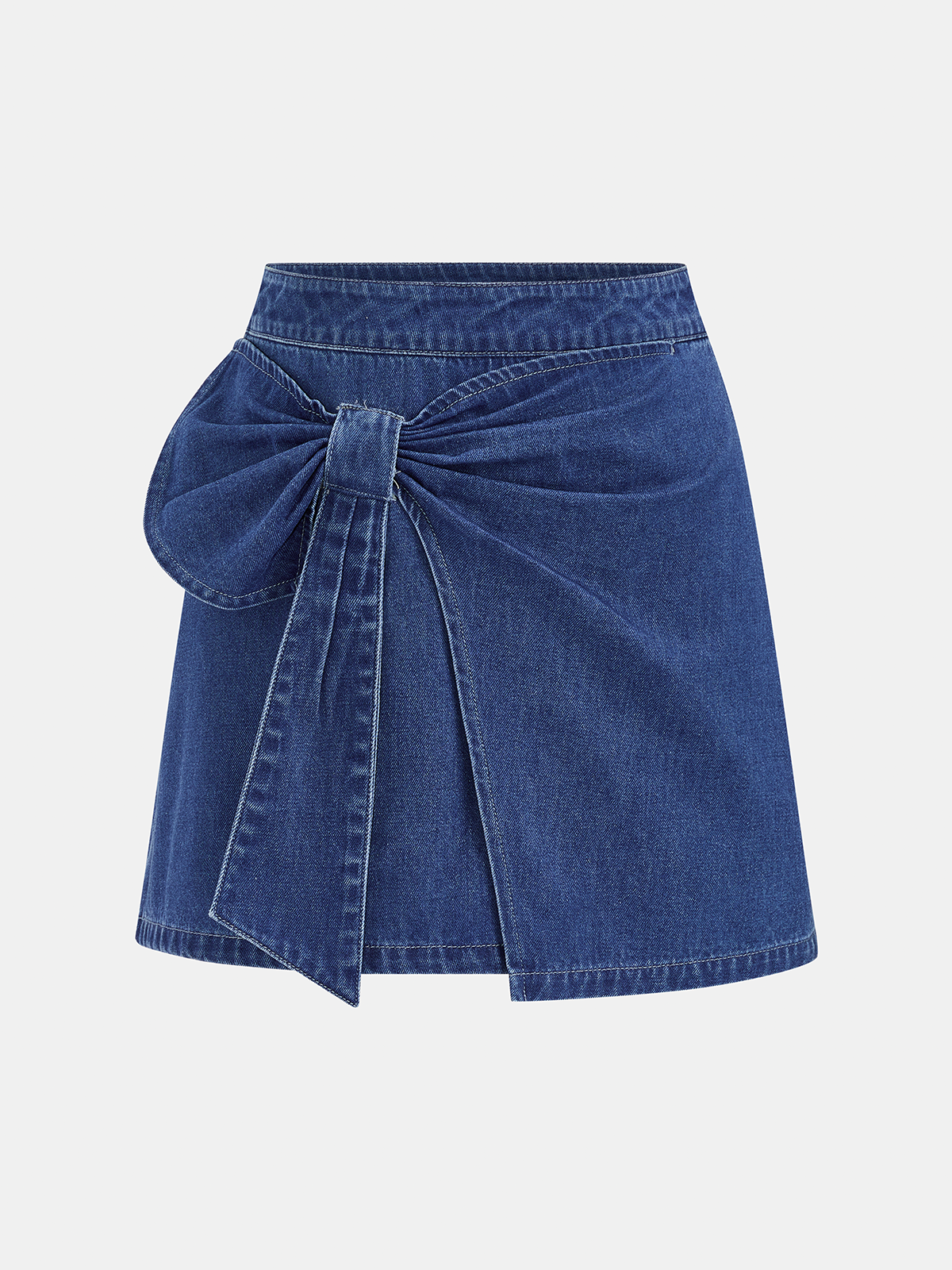 Minifalda de Denim con Detalle de Lazo