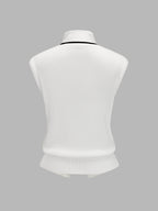 Contrast Trim Tie-Neck Knit Sleeveless Top