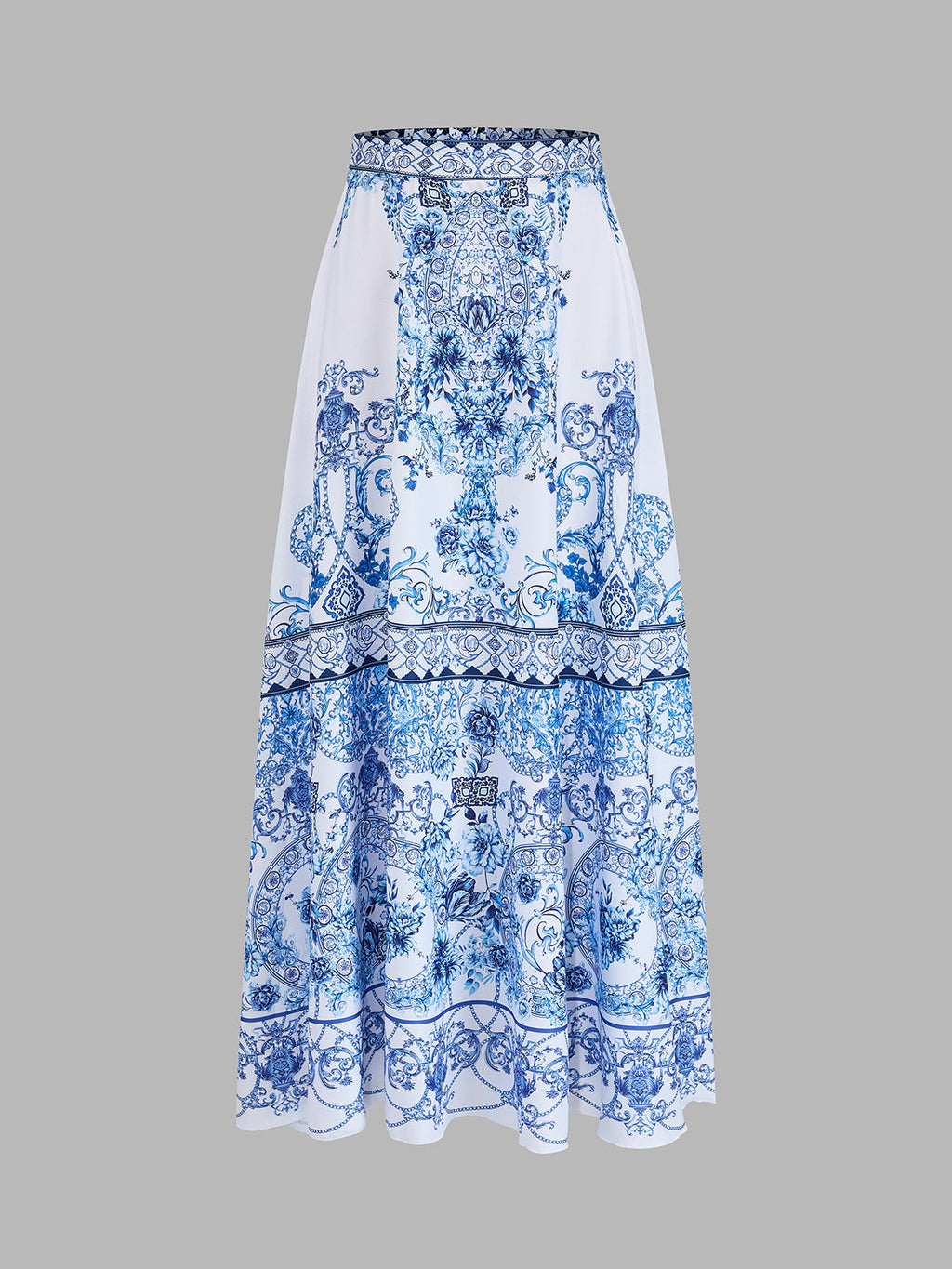 Tie-Strap Printed One-Piece Swimsuit & Skirt Set