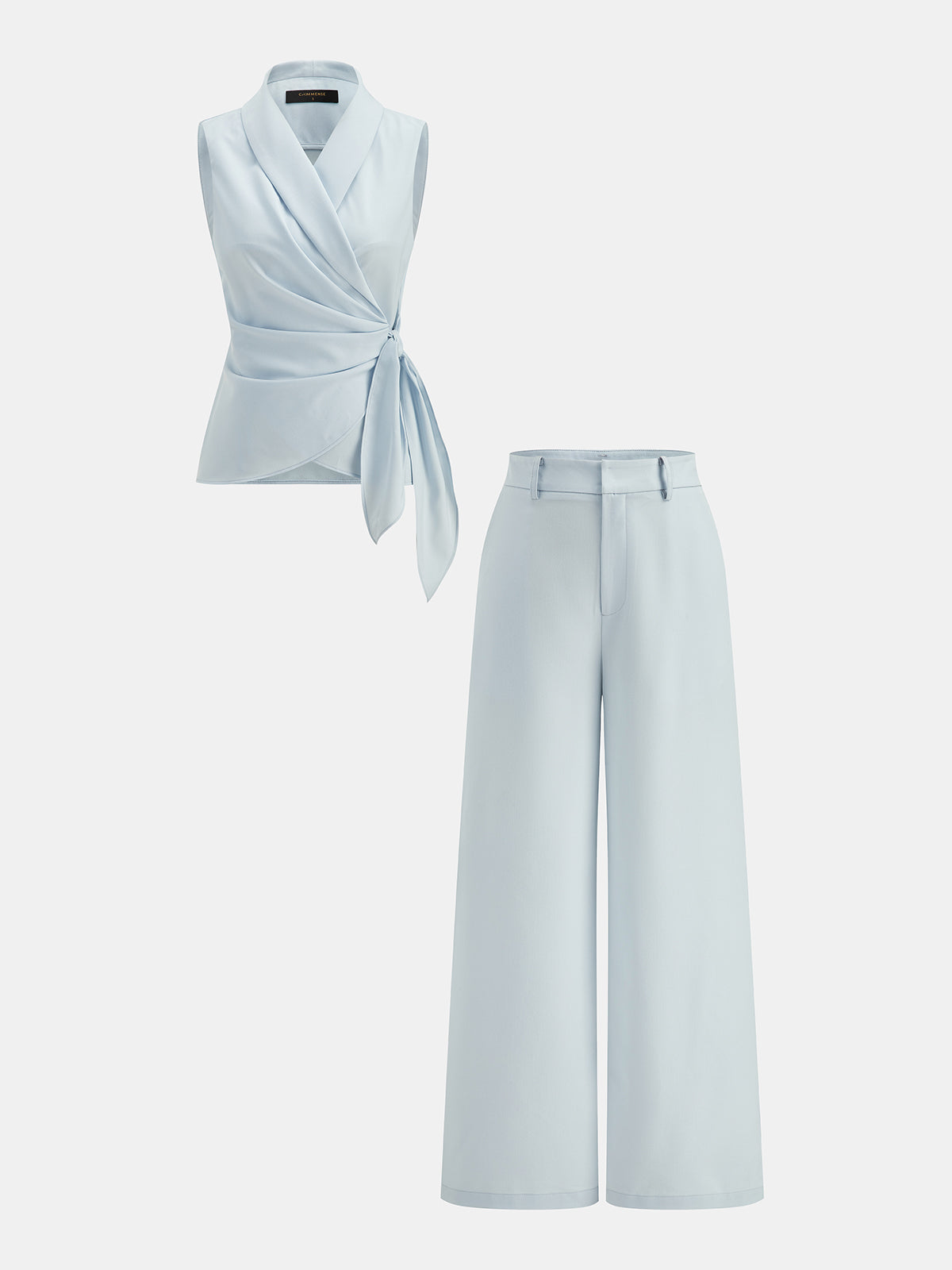 Conjunto de Blusa Sin Mangas con Cintura Anudada y Pantalón