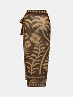 Beaded Textured One Piece Swimsuit & Sarong Set
