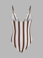 Striped One-Piece Swimsuit & Sarong Set