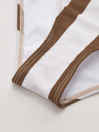 Striped One-Piece Swimsuit & Sarong Set