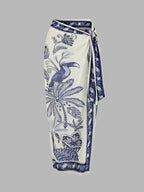 Tropical Toucan Print One Piece Swimsuit & Sarong Set
