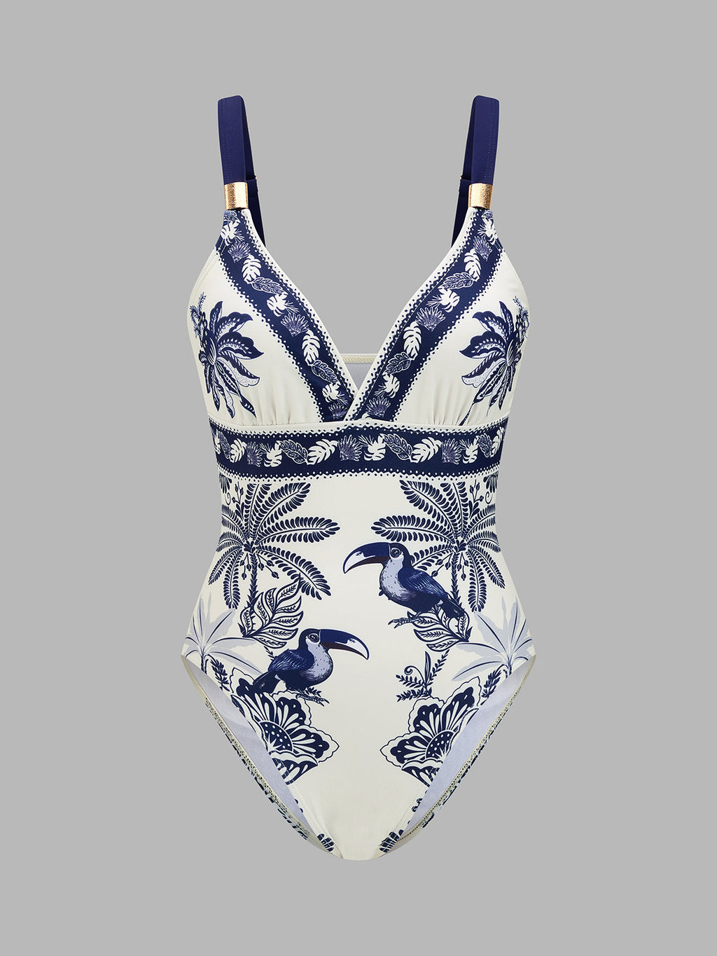 Tropical Toucan Print One Piece Swimsuit & Sarong Set