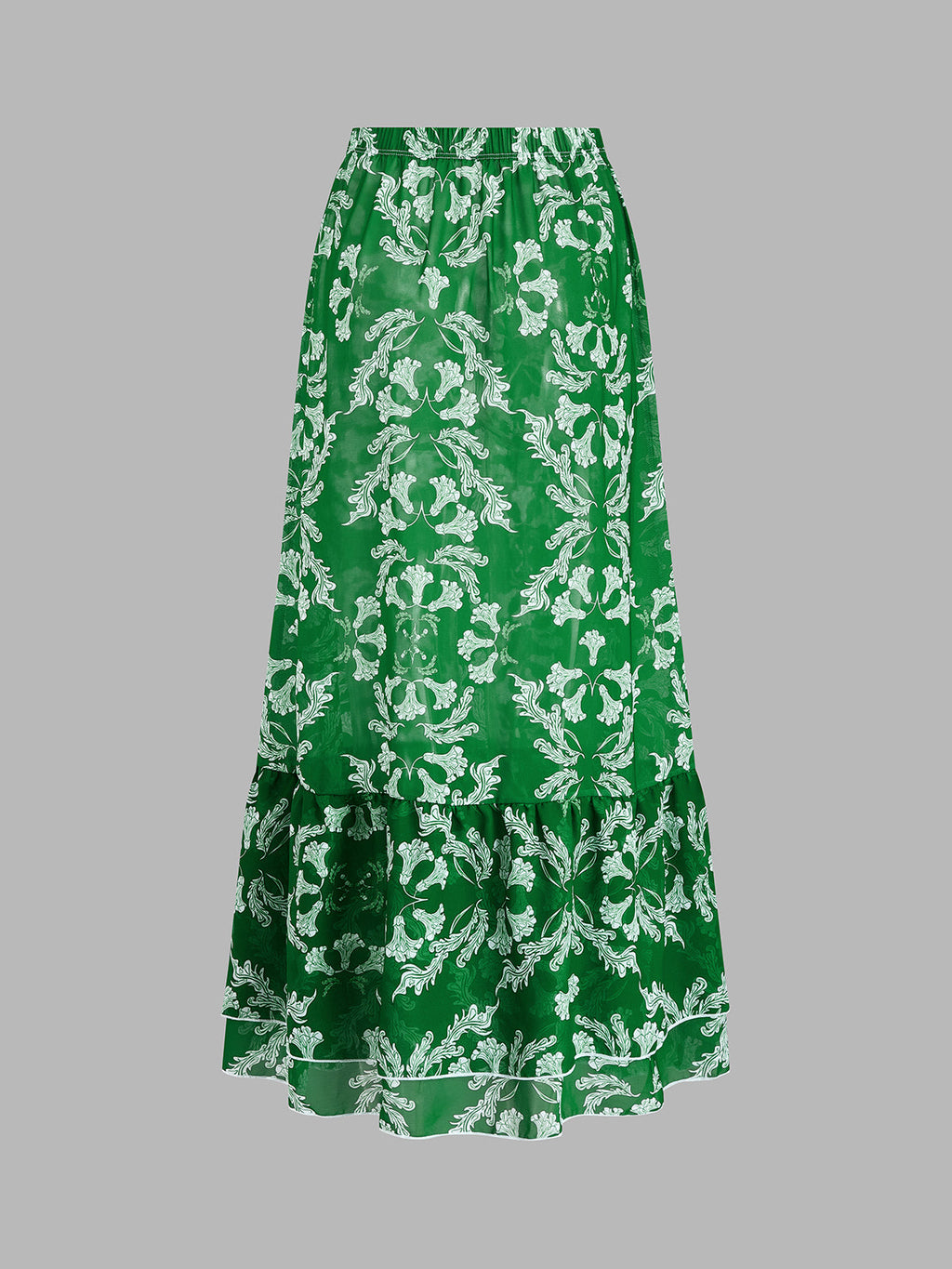 Botanical Print One Piece Swimsuit & Skirt Set