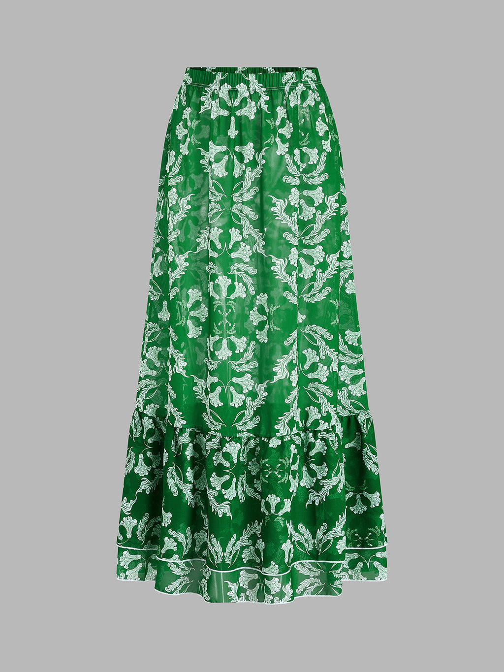 Botanical Print One Piece Swimsuit & Skirt Set